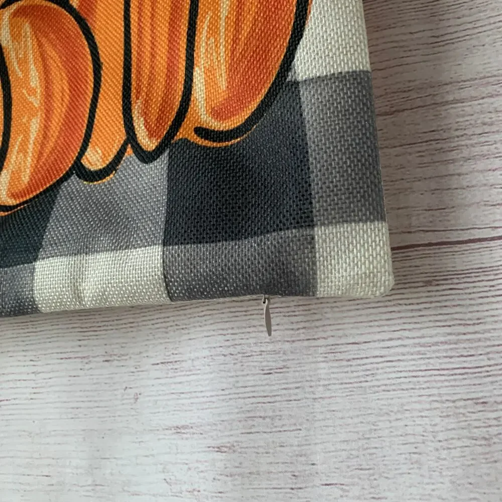 Buffalo Plaid Pumpkin Pillowcase Throw Pillow Cover HEY PUMPKIN